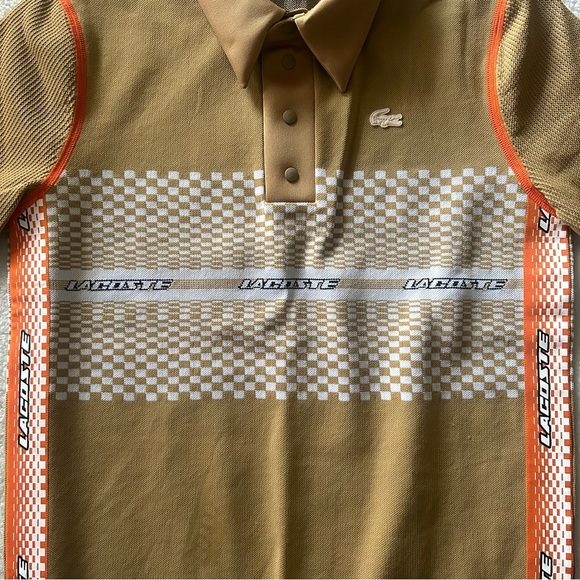 Lacoste polo shirt | Large | tan orange white | Like New - Picture 9 of 10